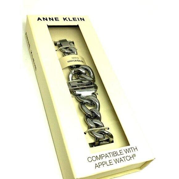 Anne Klein Women\'s Apple Watch Band 38/40/41mm Silver Stainless Steel Br…
